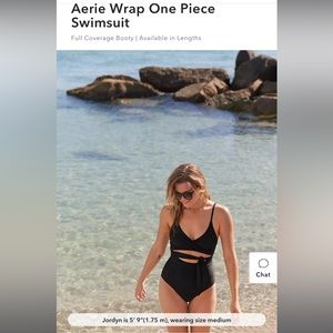 NWTs AERIE - Wrap One Piece - Black - Size Medium - Long Torso